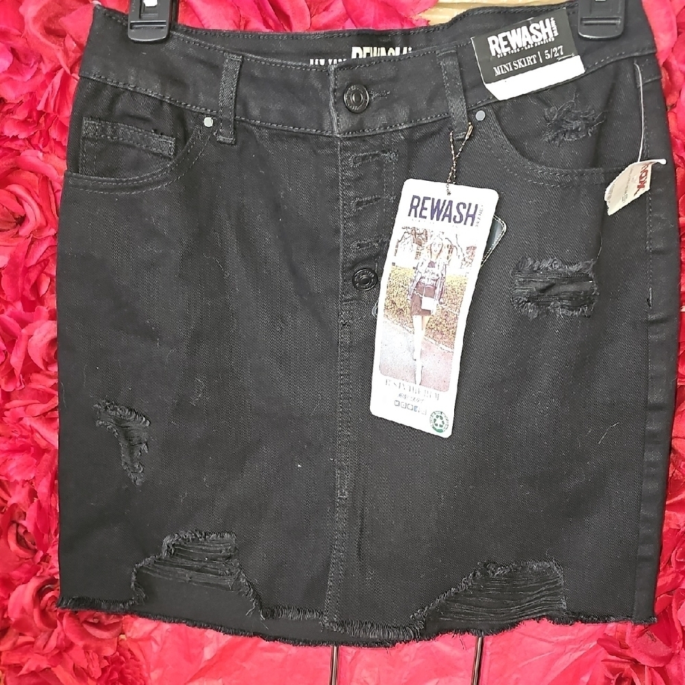 Rewash NWT Women's Distressed Black Mini Skirt Size 5